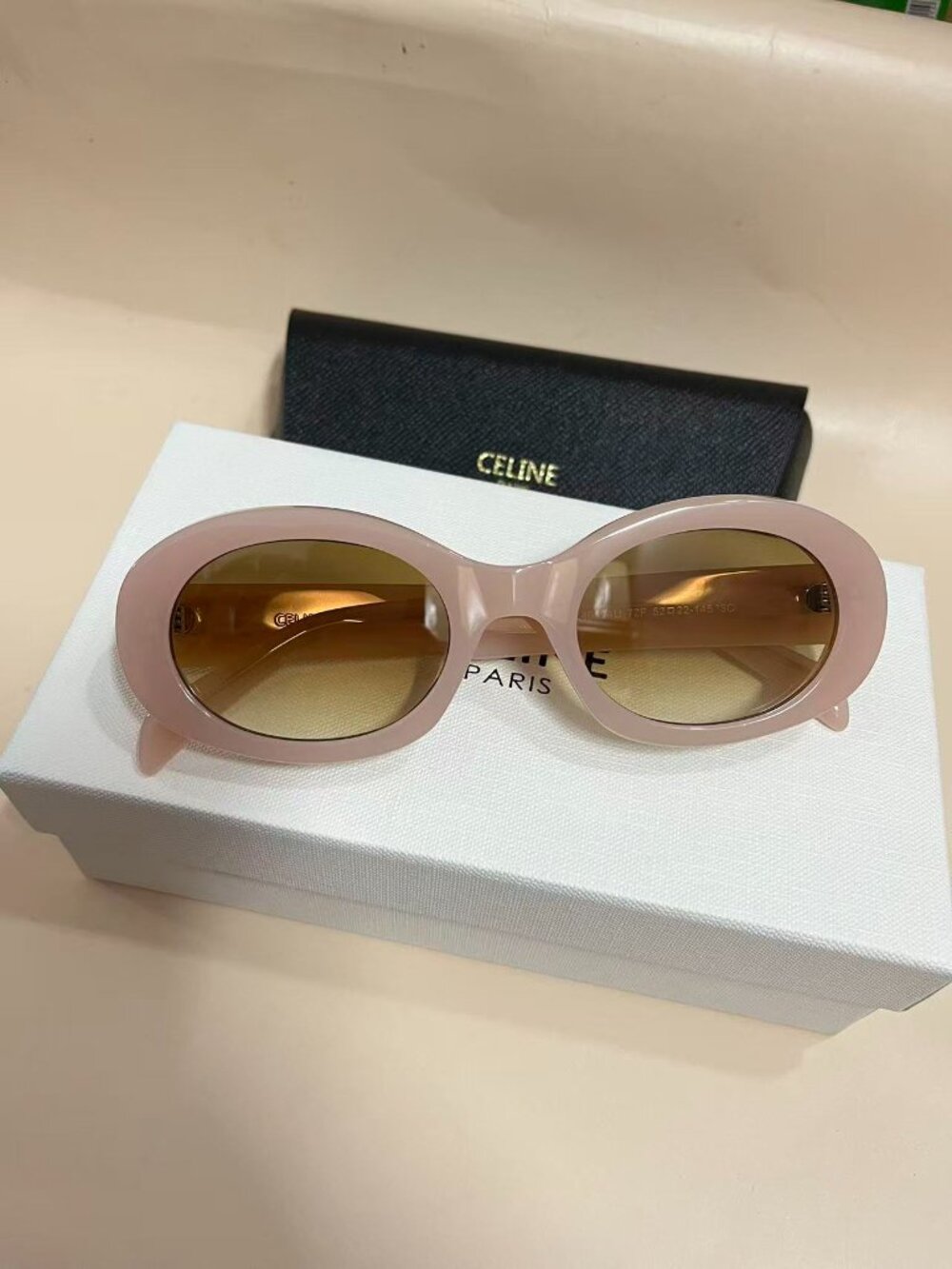 Celine Oval Pink Sunglasses - Smoky Brown Lenses - Brand New - Picture 1 of 8